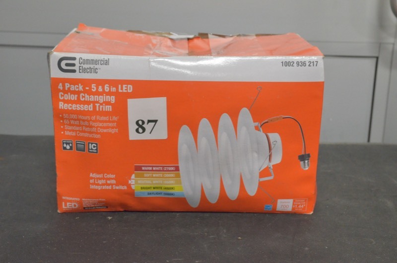lot 87 image: Commercial Electric 56 in. Matte White Integrated LED Recessed Trim 5-Ways (4-Pack)