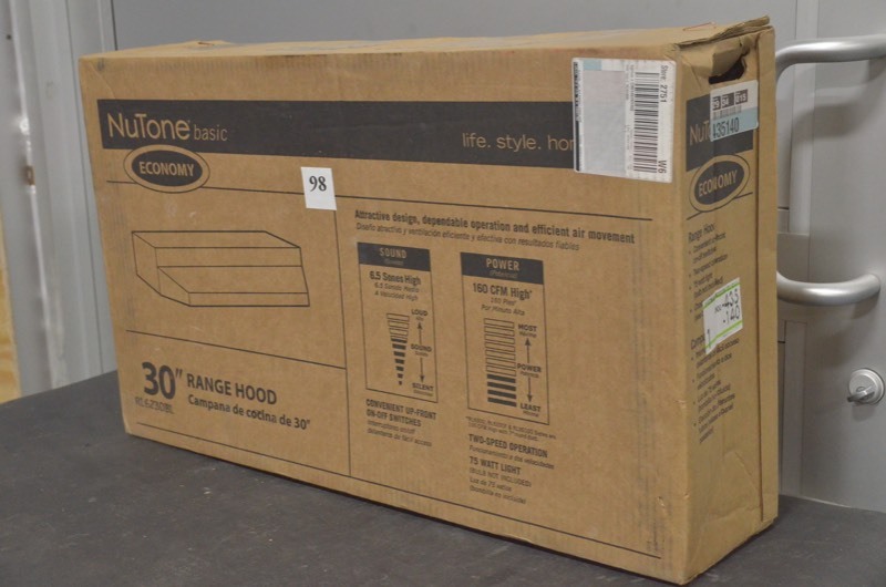 lot 98 image: NuTone RL6200 Series 30 in. Ductless Under Cabinet Range Hood with Light in Black