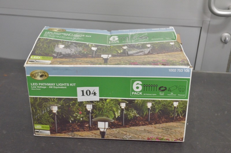 lot 104 image: Hampton Bay Low Voltage Black Outdoor Integrated LED Landscape Path Light (6-Pack Kit)