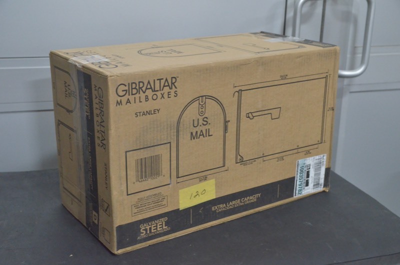 lot 120 image: Gibraltar Stanley Extra-Large Galvanized Steel Post-Mount Mailbox, Black