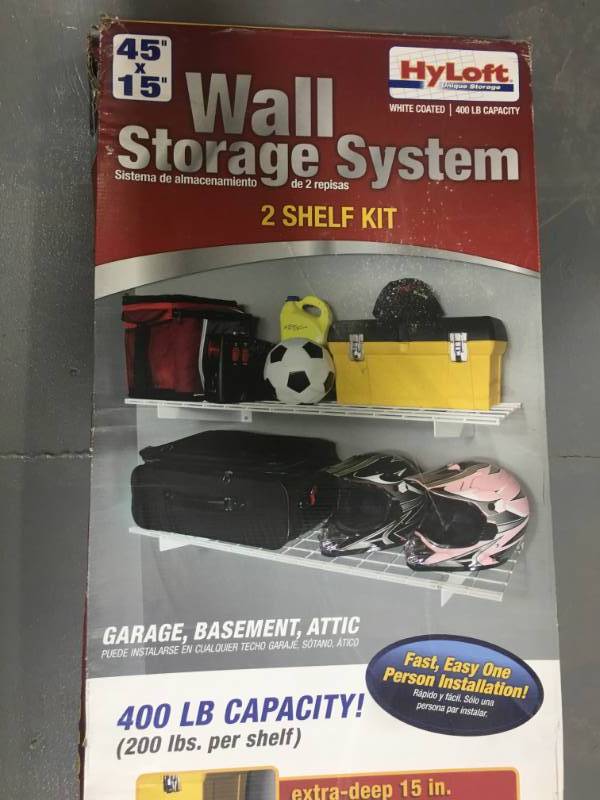 lot 136 image: HyLoft 2-Shelf 45 in. W Wire Garage Wall Storage System in White