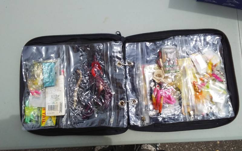 lot 8 image: Zip Case Organizer Full Of Jig Heads & Plastics
