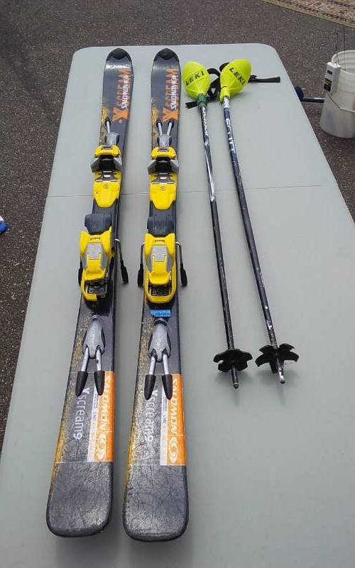 lot 13 image: Pair Of Salomon Downhill Skis & 2-Poles