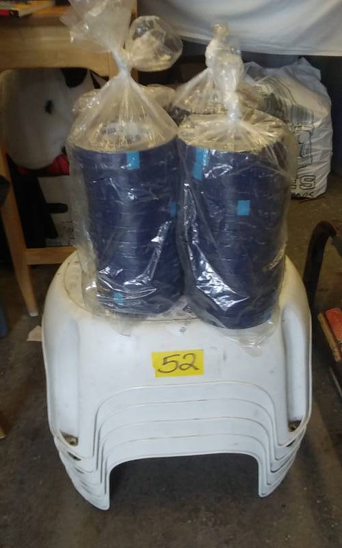 lot 52 image: 5-Step Stools, 4-Packages (12-Each) Rolls Of Clear Blue Tape