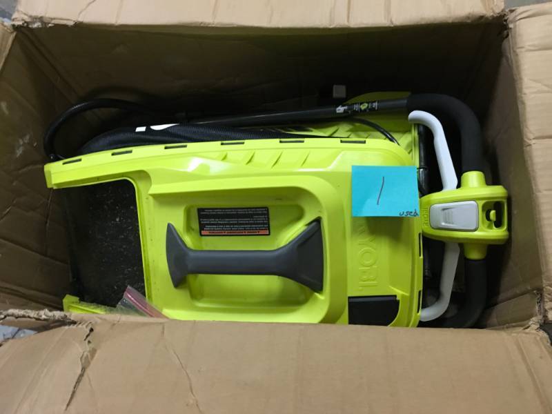 lot 1 image: 13 in. ONE 18-Volt Lithium-Ion Cordless Battery Walk Behind Push Lawn Mower with 4.0 Ah BatteryCharger Included by RYOBI in like new condition