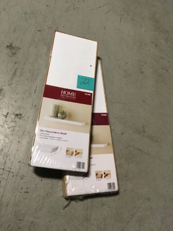 lot 22 image: Home Decorators Collection 24 in. L x 8 in. W Profile White Shelf