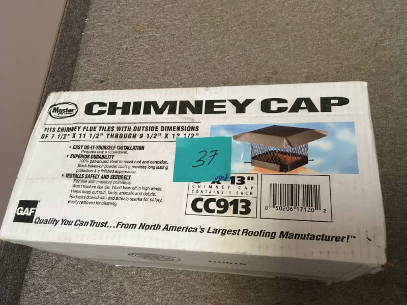 lot 37 image: Master Flow 9 in. x 13 in. Galvanized Steel Fixed Chimney Cap in Black not used