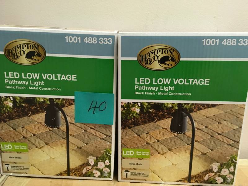 lot 40 image: Hampton Bay Low-Voltage Black Outdoor Integrated LED Landscape Path Light with Shade Details not used