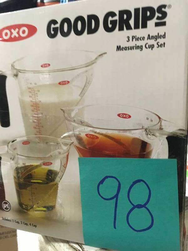 lot 98 image: Good Grips 3-Piece Angled Measuring Cup Set by OXO in good condition