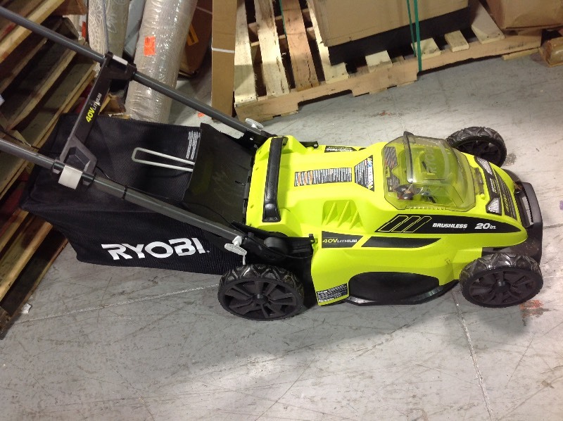 lot 103 image: RYOBI 20 in. 40-Volt Brushless Lithium-Ion Cordless Battery Walk Behind Push Lawn Mower Tool Only BatteryCharger are Included in good working conditions