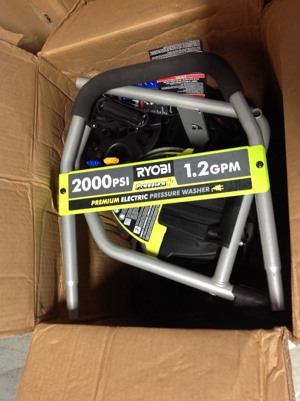lot 111 image: RYOBI Reconditioned 2,000 PSI 1.2 GPM Electric Pressure Washer in good conditions