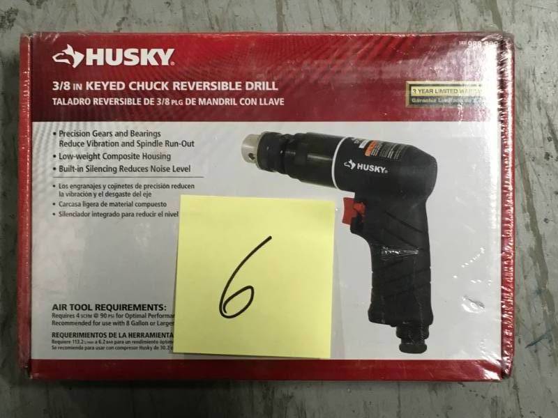 lot 6 image: Husky 38 in. Keyed Chuck Reversible Drill  in good condition