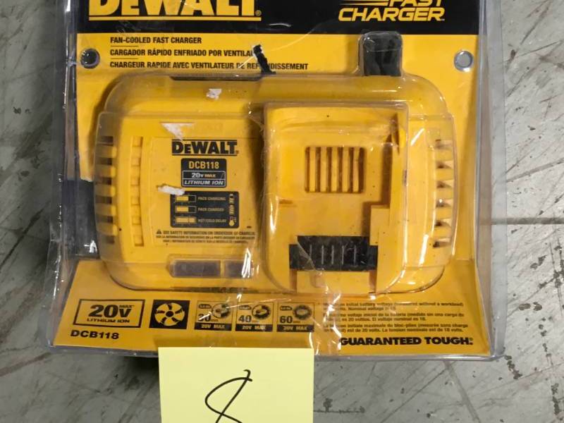 lot 8 image: DEWALT 20-Volt MAX Lithium-Ion Fan Cooled Fast Battery Charger  in good condition