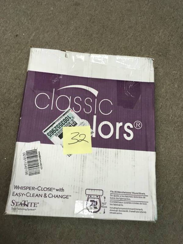 lot 32 image: BEMIS WhisperClose Round Closed Front Toilet Seat not used