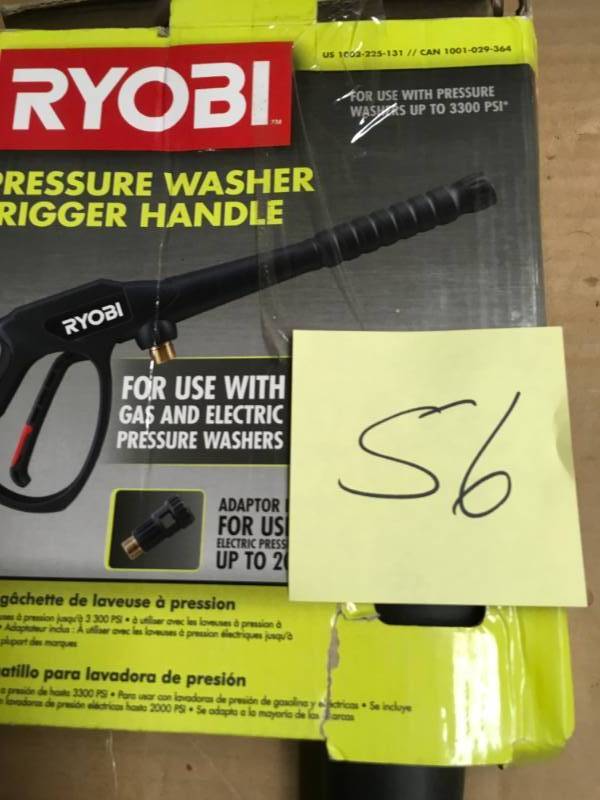 lot 56 image: RYOBI 3,300 PSI Pressure Washer Trigger Gun Kit in good condition