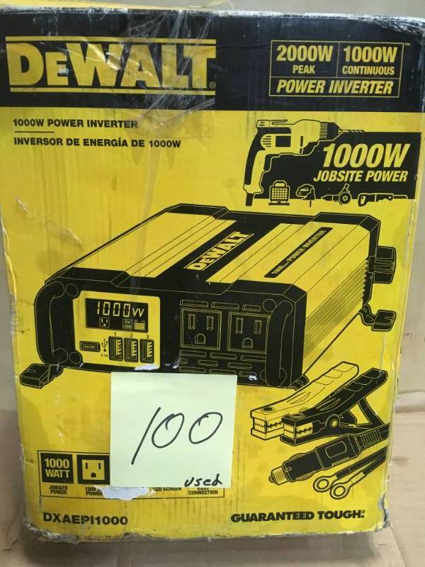 lot 100 image: DEWALT 1000-Watt Power Inverter USED in good condition