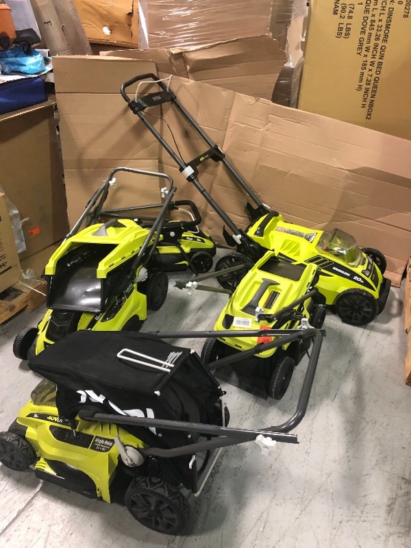lot 103 image: Lot of Customer Returns of Ryobi lawnmowers