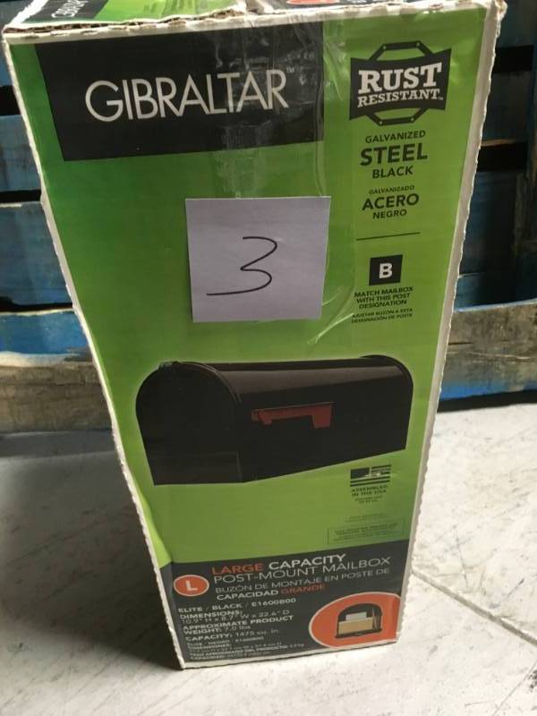 Gibraltar Mailboxes Elite Large Galvanized Steel Post-Mount Mailbox in Black in good condition