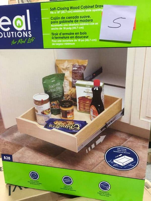 Real Solutions for Real Life 5 in. H x 18 in. W x 22 in. D Soft-Close Wood Drawer Box Pull Out Cabinet Organizer not used