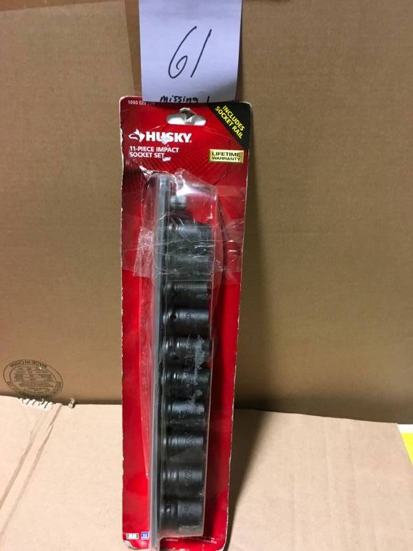 Husky 12 in. Drive Standard Metric Impact Socket Set (11-Piece) MISSING ONE PC