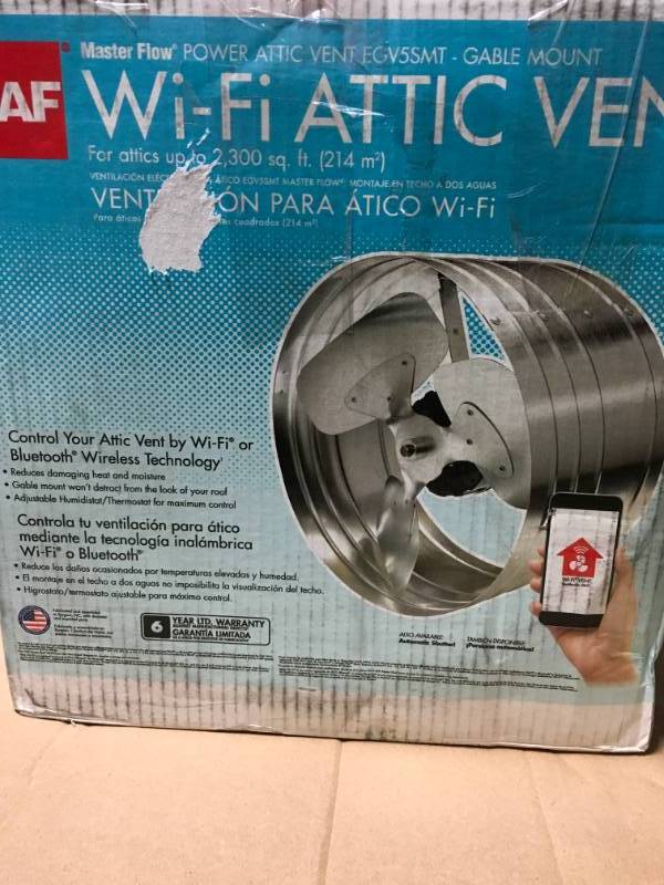 Master Flow EGV5SMT 1450 CFM Smart Power Gable Mount Attic Fan in good condition