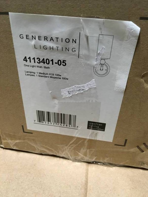 Sea Gull Lighting Englehorn 5 in. W. 1-Light Chrome WallBath Sconce with Inside White Painted Etched Glass not used