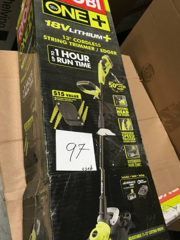 RYOBI ONE 18-Volt Lithium-Ion Cordless String TrimmerEdger - 4.0 Ah Battery and Charger Included USED in good condition
