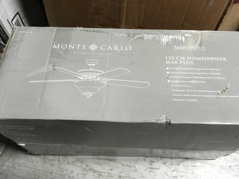 Monte Carlo Homeowner II 52 in. Rubberized White Ceiling Fan in good condition