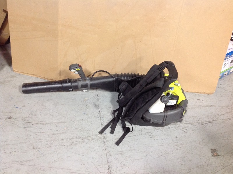 lot 109 image: RYOBI 175 MPH 760 CFM 38cc Gas Backpack Leaf Blower in working conditions