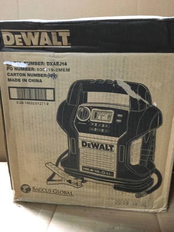 lot 14 image: DEWALT 1400 Peak Amp Jump Starter with Digital Compressor  in good condition