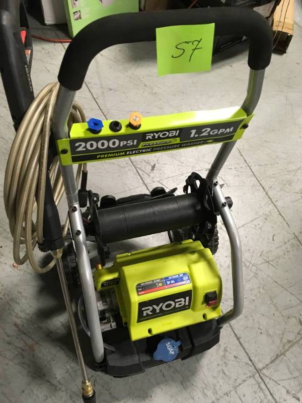 lot 57 image: RYOBI 2,000 PSI 1.2 GPM Electric Pressure Washer in good condition