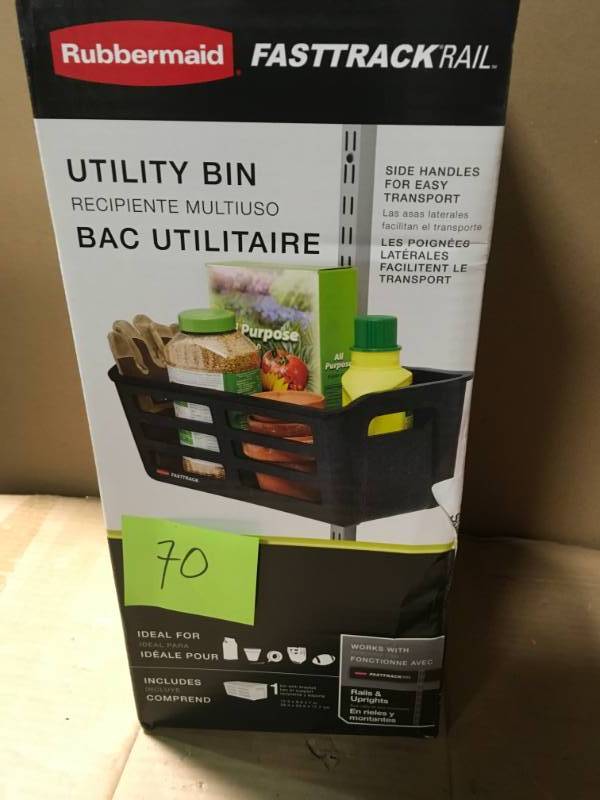 lot 70 image: Rubbermaid FastTrack Garage 15.5 in. Utility Storage Bin in good condition