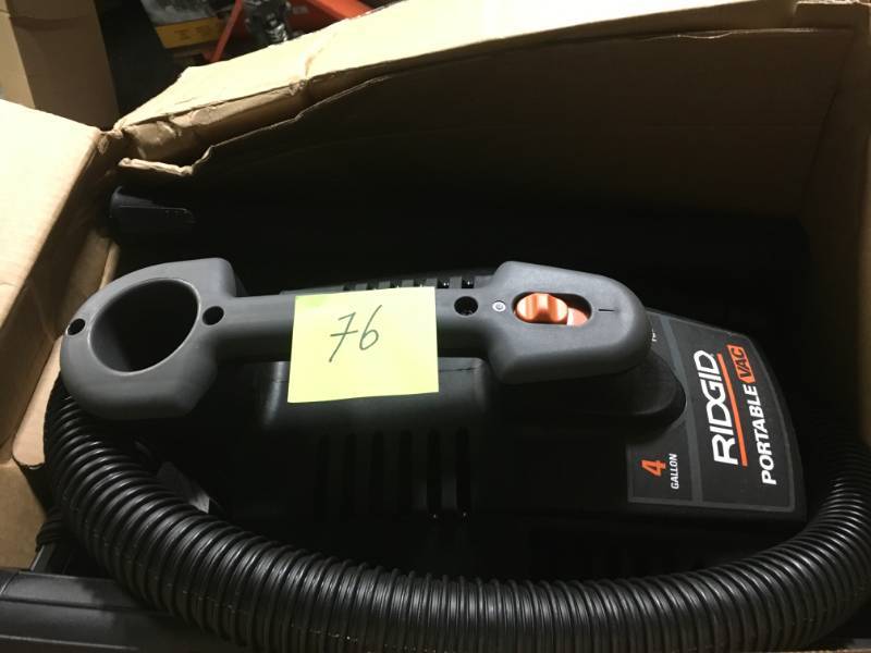 lot 76 image: RIDGID 4 Gal. 5.0-Peak HP Portable WetDry Vacuum in good condition