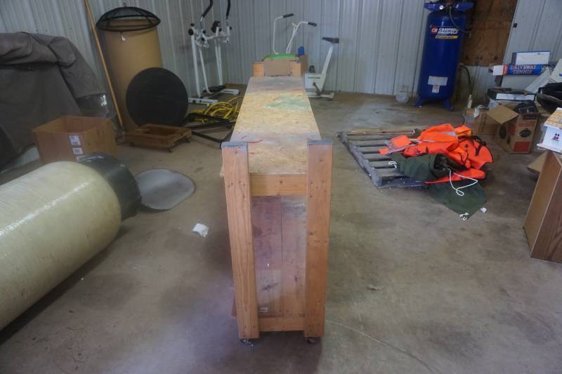lot 52 image: Wheeled Wood Utility Shop Tool Cart