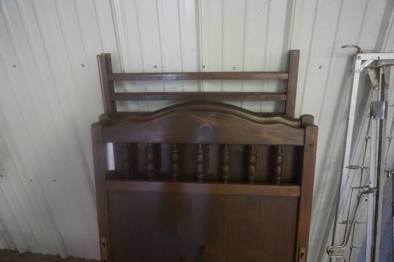 lot 106 image: Wood Framed Head Board Foot Board InfantChilds Crib