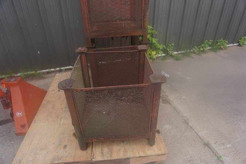 lot 28 image: Lot of 3 -  Heavy Duty Metal Mesh Panel Stackable PartsStorage Bins