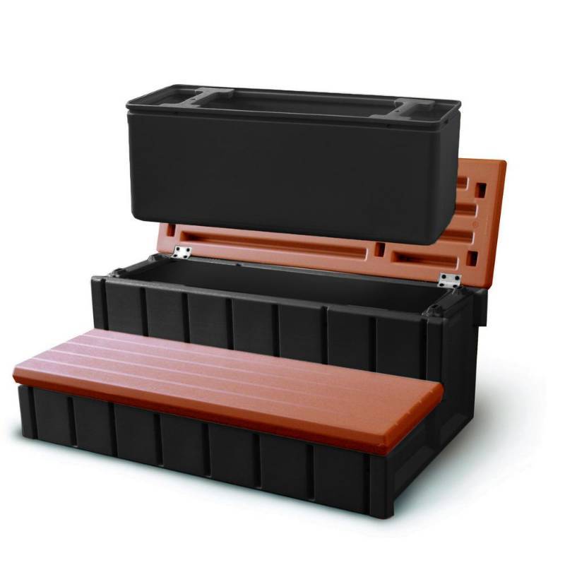 lot 1 image: Confer Plastics Spa Step with Redwood Storage NP5651
