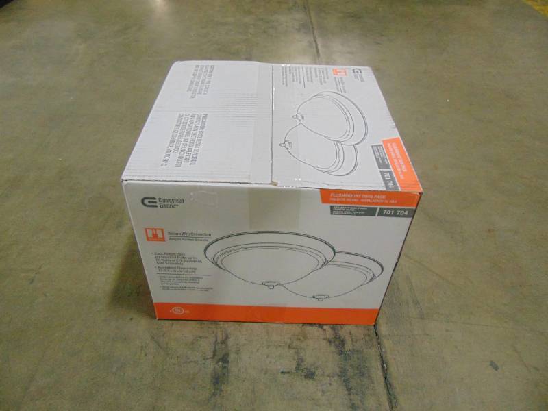 lot 41 image: Commercial Electric 2-Light Brushed Nickel Flushmount (2-Pack) EFG8012A-BN