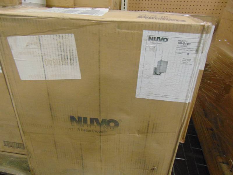 lot 110 image: Nuvo Lighting 1-Light Polished Nickel Vanity Light Fixture with Etched Opal Glass 60-5181