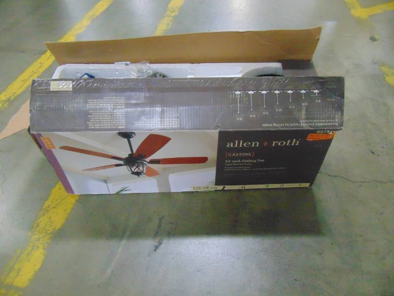 lot 112 image: allen  roth 1-Pack Castine 52.0-in Rubbed bronze Downrod or close mount IndoorOutdoor Ceiling Fan with Light Kit 35207