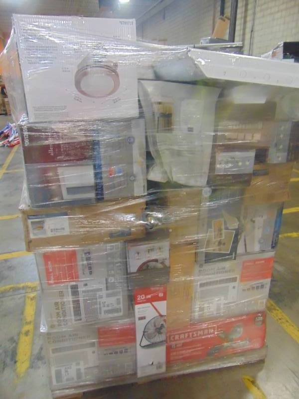 lot 128 image: WHOLESALE MIXED PALLET OF RETURNS - LIGHTING, MICROWAVES, AC UNITS AND MORE