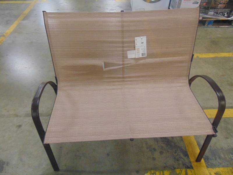 Hampton Bay Mix and Match Stackable Metal Outdoor Loveseat in Cafe Sling FCS00748D CAF MN HOME OUTLET BURNSVILLE AUCTION 100 K BID