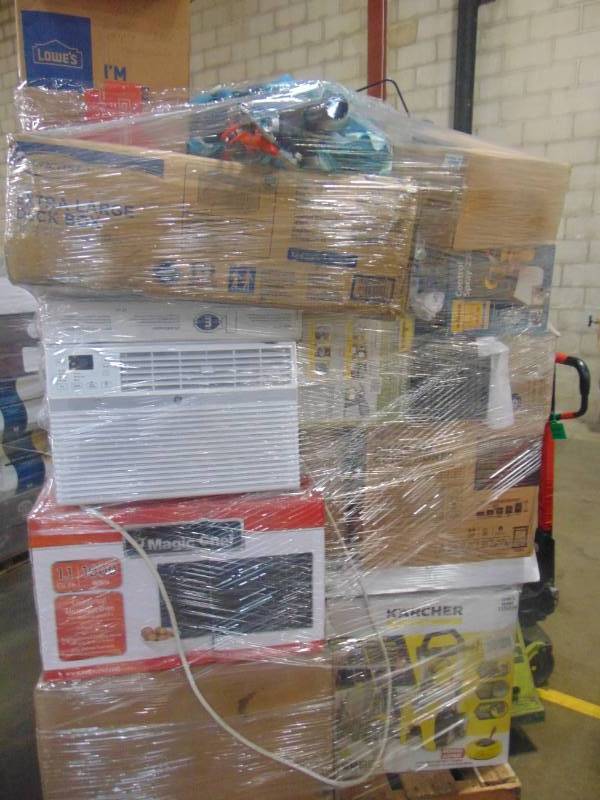 lot 224 image: WHOLESALE MIXED PALLET OF RETURNS - AC UNITS, SHOP TOOLS, MICROWAVES, AND MORE