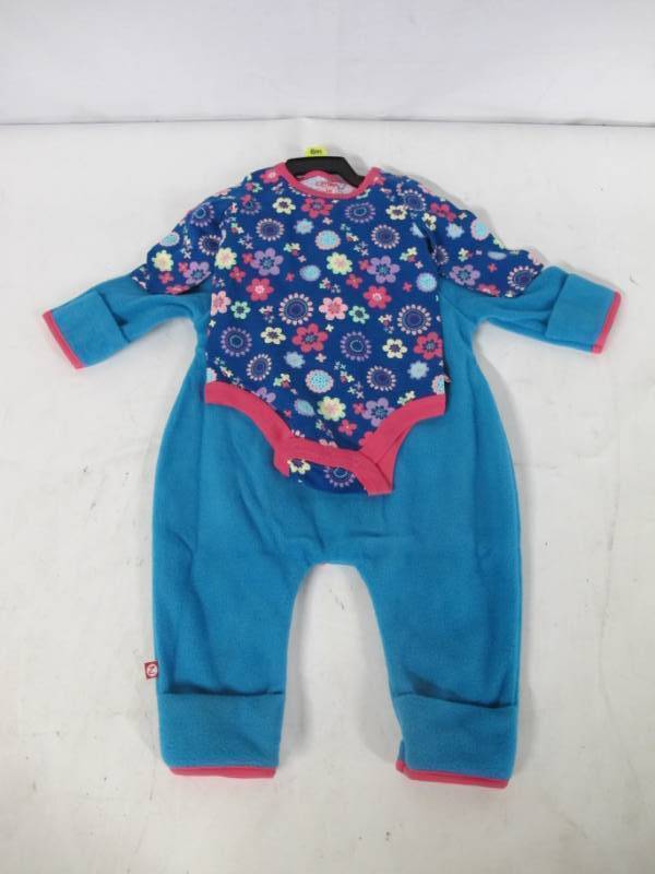 lot P52 image: Zutano Baby Cozie Fleece Elf Hooded 2-pc Set BluePink Aliens Onsie - 6 Month - NEW