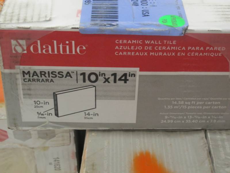 lot 20 image: 13 Cases of Daltile Marissa Carrara 10 in. x 14 in. Ceramic Wall Tile (14.58 sq. ft.  case) (185 sq ft coverage)