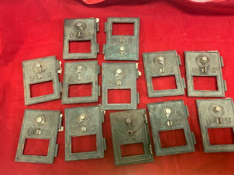 lot 20 image: Lot of 12 Vintage Mailbox Doors