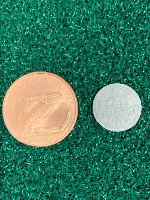 lot 46 image: Dont Tread on Me .999 Copper, Vintage Milk Token