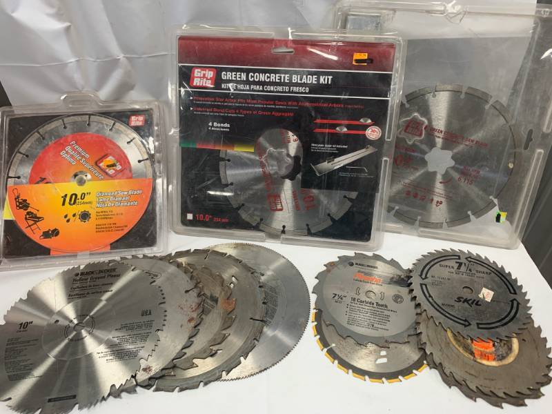 lot 57 image: Lot of 14 Saw Blades (Diamond, Concrete, Wood)