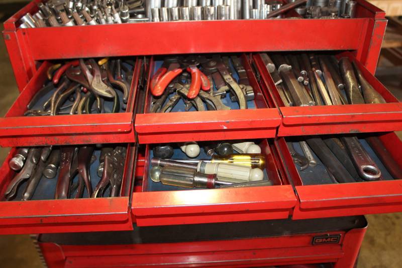 lot 83 image: Crescent Wrenches, Slide Lock Pliers, Nutdrivers, Locking Pliers, Plers, Wire Cutters, Metal Punches, Metal Chisels, And More