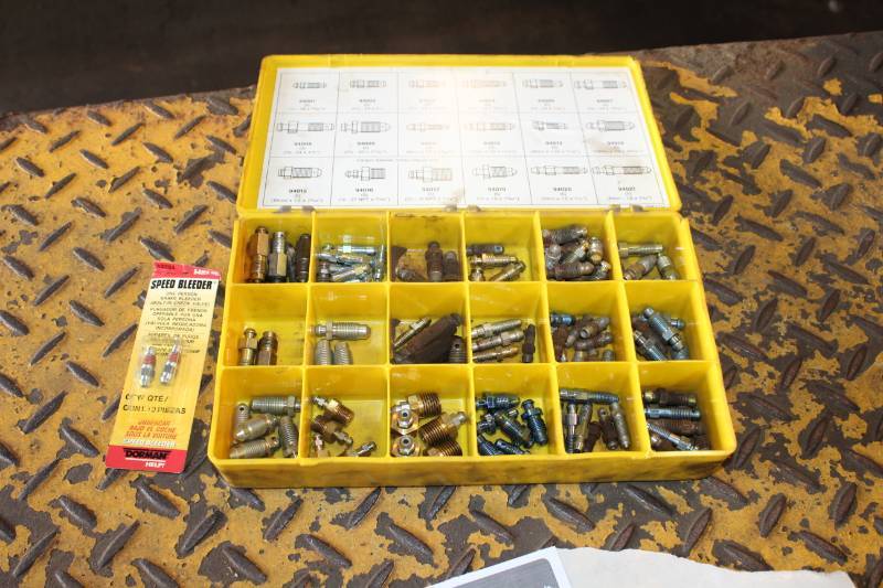lot 127 image: Bendix Caliper and Wheel Cylinder Bleeder Screw Assortment Set in Parts Organizer Case